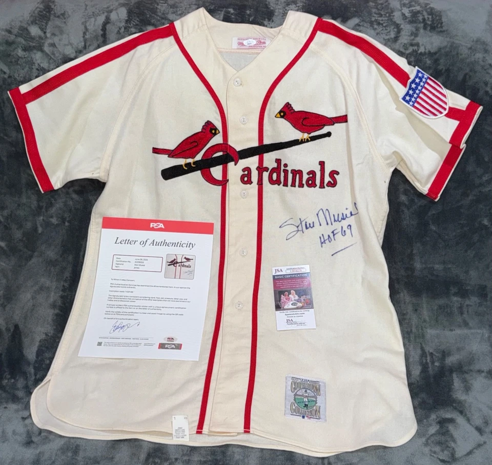 Stan Musial Signed Mitchell & Ness M&N Autographed Jersey "HOF 69 ins" Auto PSA - Image 3 of 4