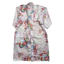 ICHIBAN PINK FLORAL PRINT LONG KIMONO WRAP ROBE 42 MADE IN JAPAN