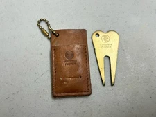 Vintage Virginia Power Brass Golf Divot Tool w/ Leather Pouch