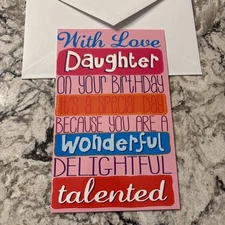 Birthday DAUGHTER With Love Talented Beautiful 5'x7.75" Stockwell Greeting Card