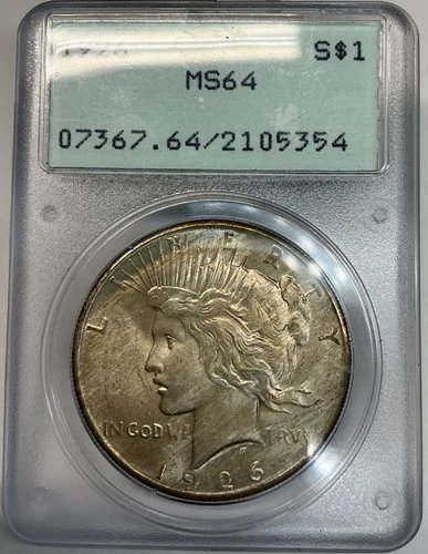1926 Peace Silver Dollar PCGS MS64 Rattler Holder