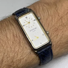 CITIZEN Dual Time ATTITUDE Watch RARE 593W Rectangular - READ !