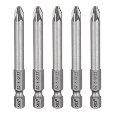 5pcs PZ2 Magnetic Pozi Screwdriver Bit 1/4" Hex Shank 2.56" Industrial Bit