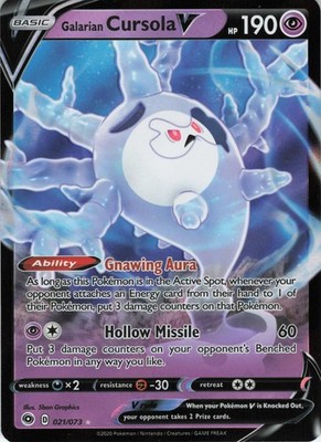 Galarian Cursola V 21/73 Ultra Rare Holofoil Champion's Path NM Pokémon