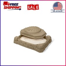 Step2 Naturally Playful Sandstone Beige Plastic Sandbox Toy with Cover for Kids