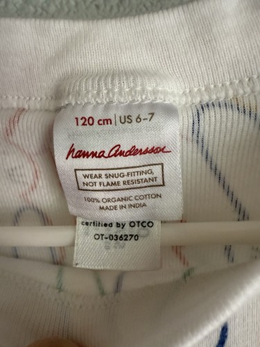 EUC Hanna Andersson Long John Bunny Pajamas SIZE 120 US 6-7 Multicolor - Picture 4 of 13