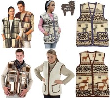 Gilet Veste 100% Laine de Mouton Merinos Épais Extra Chaude Femme Homme S→4XL