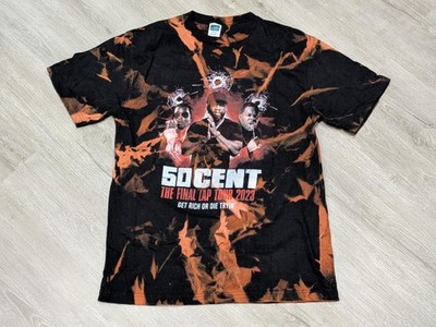 50 Cent H&U Final Lap Tour 2023 Shirt Mens Large Black Tie Dye Graphic Tee