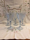 Vintage Steuben Pale Blue Etched Stems Set Of 5