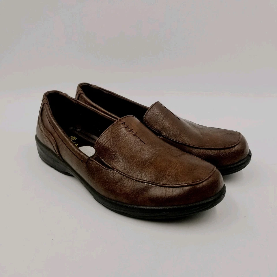 Mocasín Sbicca para mujer 8,5 ancho marrón punta cuadrada imitación cuero sin cordones sin usar, en caja con Foto 4 de 4