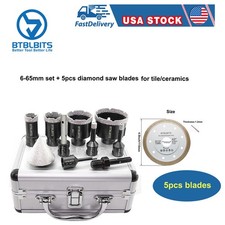 Diamond Core Drilling Bits Set Porcelain Ceramic Tile Hole Saw Kit Cut Off Blade