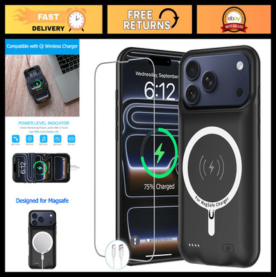 10000mAh Battery Case for iPhone 17 Pro - Wireless Charging, Protective Charger