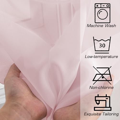 OWEINE Cortinas Transparentes 90 Pulgadas Largo 2 Paneles 42"W x 90"L (Pack de 2) Rubor - Imagen 5 de 7
