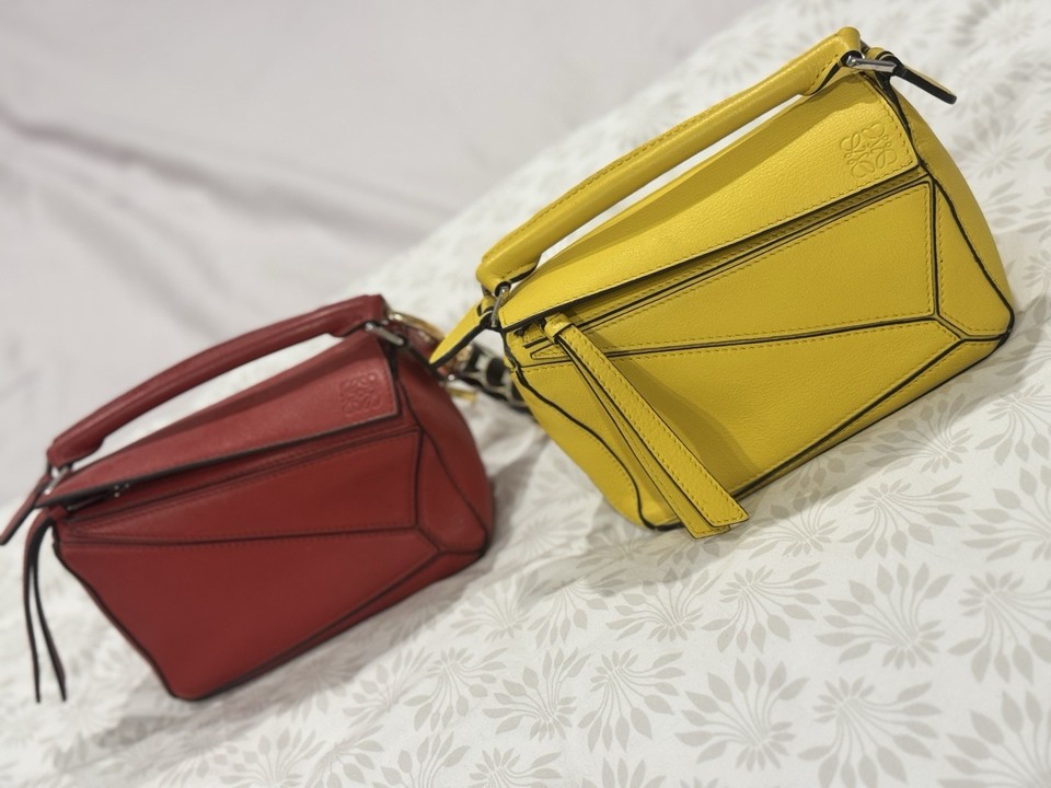 LOEWE Mini Puzzle Bag in Classic Calfskin in Yellow