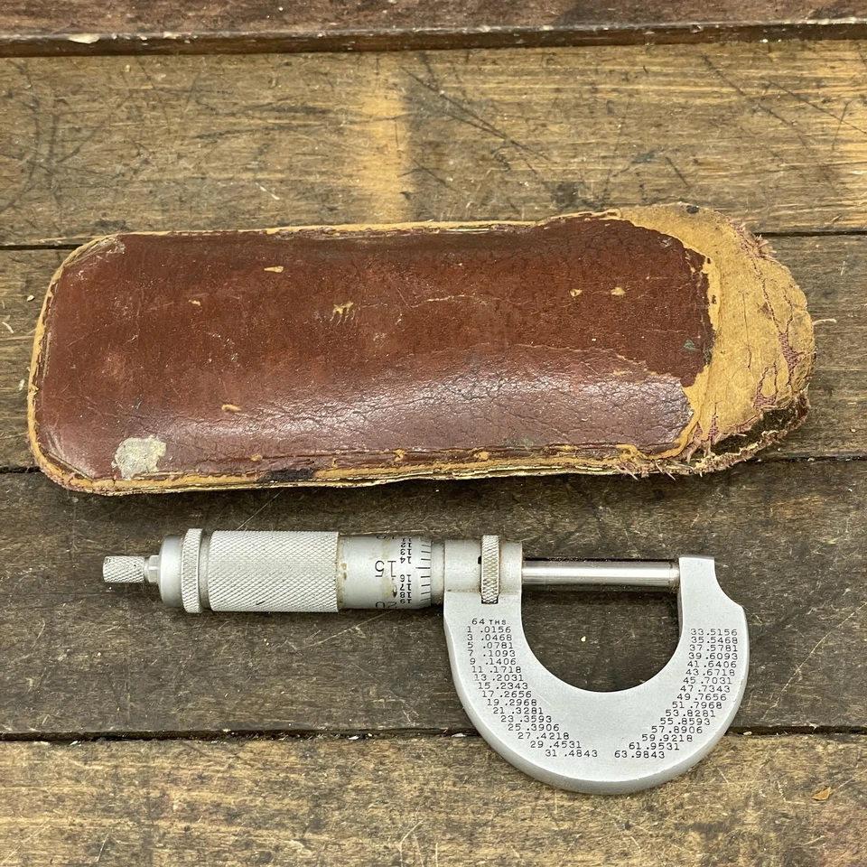 Micrómetro exterior vintage Craftsman de 0-1 pulgadas con estuche hecho en EE. UU. Precisión Foto 4 de 4