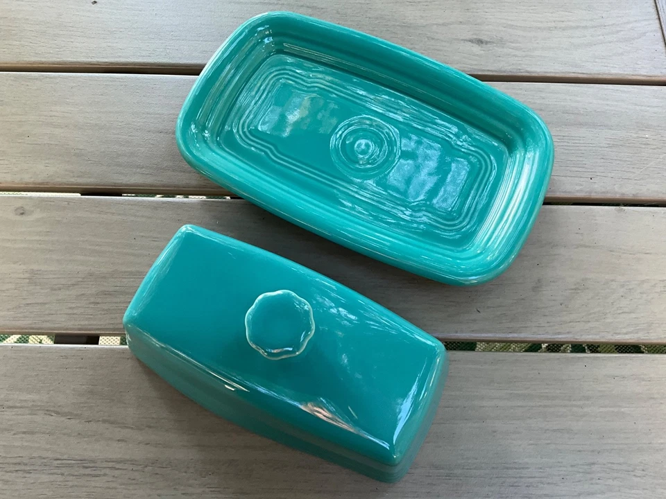 Fiesta® Extra Large (XL) Covered Butter Dish | Turquoise Made In USA - Image 3 of 4