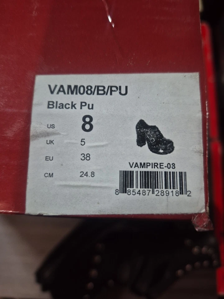 Demonia Vampire Women's Size 8 US Black Heeled Goth Shoes *Read Description* - Image 2 of 4