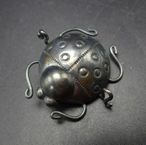 LUCKY Vintage Sterling Silver 3D LADYBUG PIN/BROOC