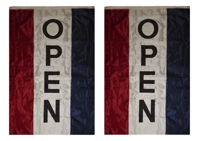 3x5 Embroidered Open Vertical Double Sided 2ply 300D Nylon Flag 3'x5' w/ Clips