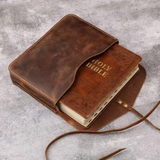 Personalized Leather Bible Pouch Case Cover Christian Gift for Men Women