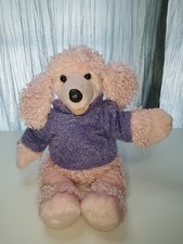 18" Build A Bear Workshop Pink "French Poodle" dog With Hot Purple Sweater