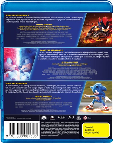 BRAND NEW Sonic The Hedgehog 3-Movie Collection (Blu-Ray) Jim Carrey - Picture 2 of 2