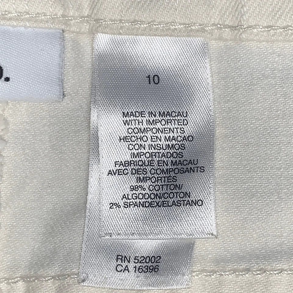 Pantalones al tobillo Liz & Co para mujer talla 10 blancos informales de algodón elástico Foto 4 de 4