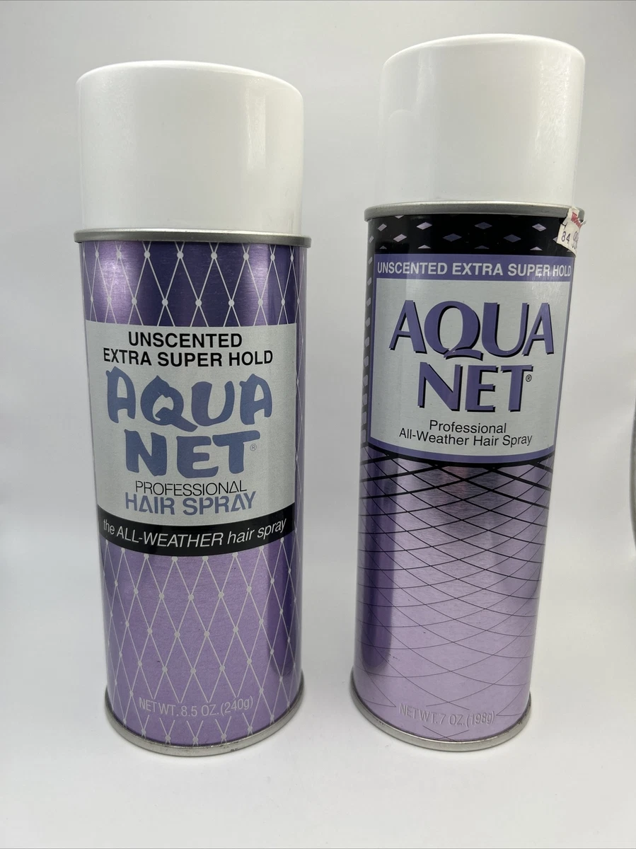 2 x Vintage Aqua Net Hairspray Unscented Extra Super Hold 8.5oz /7oz cans  NOS