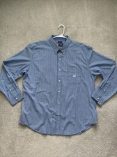 Chaps Mens Size XXL Blue White Stripe Cotton Button Up Dress Shirt #C14