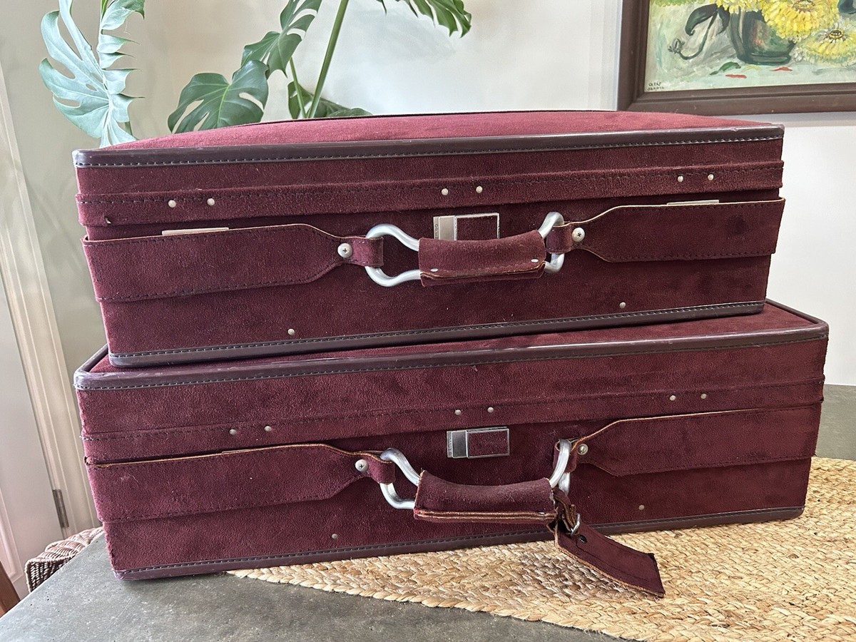 Hartmann Halston Ultra Suede Burgundy 2 Vintage Luggage Suitcases