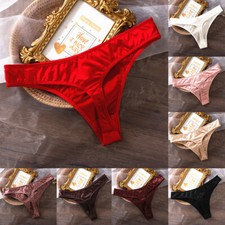 9Colors Women Panties Satin Thongs G string Bikinis Low Waist Briefs Sex   