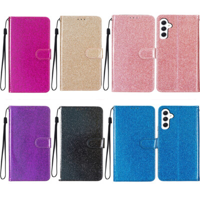 Hülle für Samsung A50 A21S A41 Note 20 9 Glitzer PU Leder Wallet Case Handyhülle