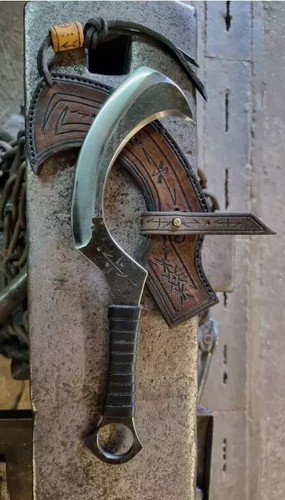 Handgefertigtes 15 '' Carbonstahl 5160 Jagd Mini Khopesh Messer mit Lederscheide