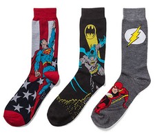 NEW DC Comic Superman Batman Flash Superhero Crew Socks 2-pack