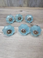6 Drawer Knobs Pulls Handles Cabinet Knobs Dresser Hardware Blue Turquoise Aqua