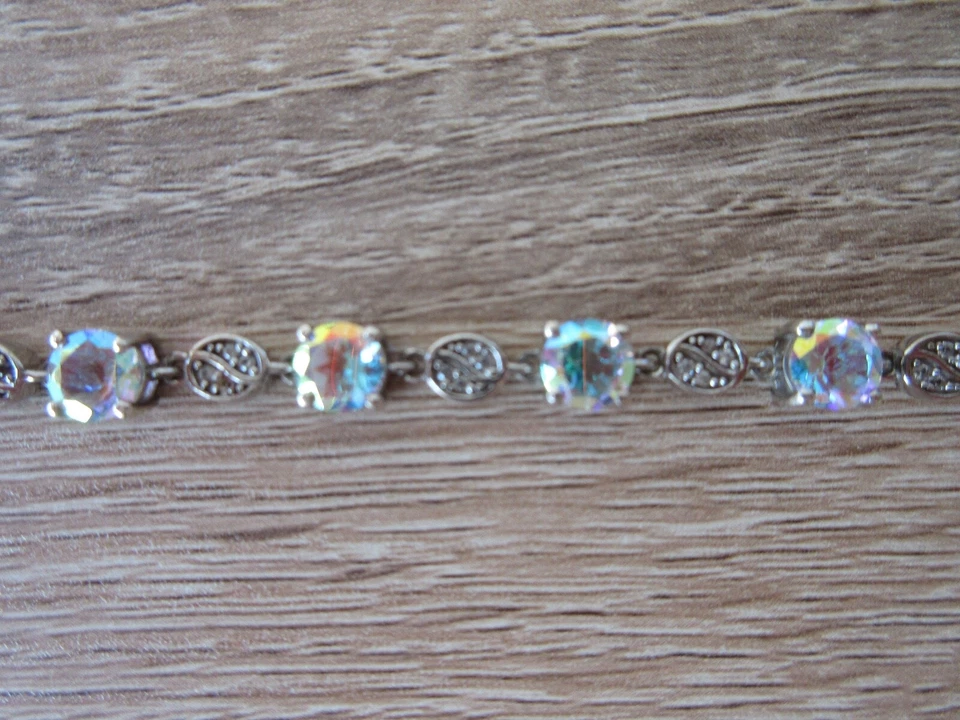 Brazalete de platino sobre plata de ley con topacio místico mercurio (6 mm) y circonitas Foto 3 de 4