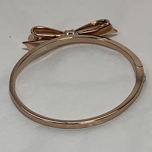 Kate Spade Rose Gold Tone Love Notes Take A Bow Bangle Bracelet Hinged - Picture 6 of 7