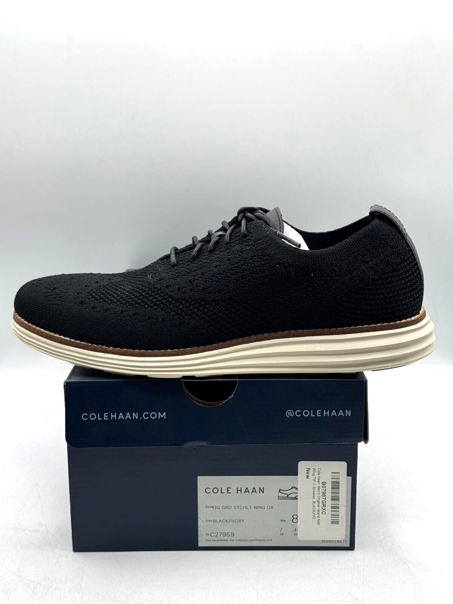Cole Haan Shoes Sz 9.5 Original Grand Knit Wingtip II Black Ivory Oxfords C27959 Cole Haan Men Original Grand Knit Wingtip II Black/Ivory  main image 4