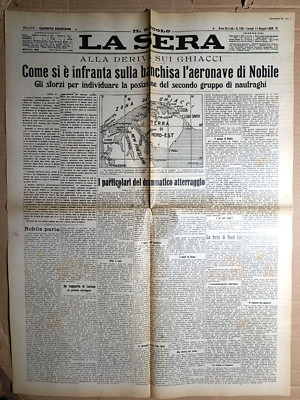 THE NOBLE SHIPWRECKED AIRCRAFT ON THE SEA ICE from LA EVENING of 1928-REF.10772