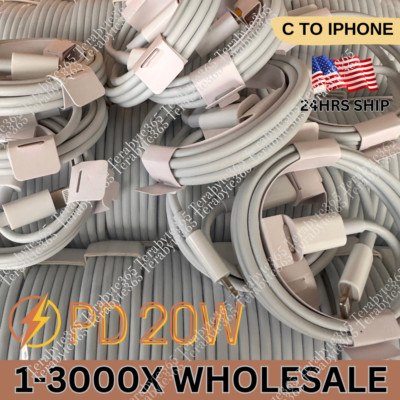 WHOLESALE Fast Charger Cable Type USB C PD Cord For iPhone 14 13 12 11 XS XR 8 6