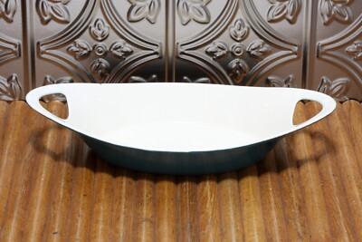 New Technique Enameled Cast Iron Small Oval Au Gratin Pan Dish Teal Aqua Blue