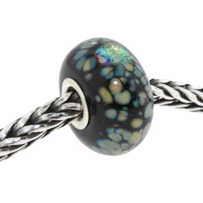 Original Trollbeads Glas 62020 Schwarz Blumen Mosaik :1