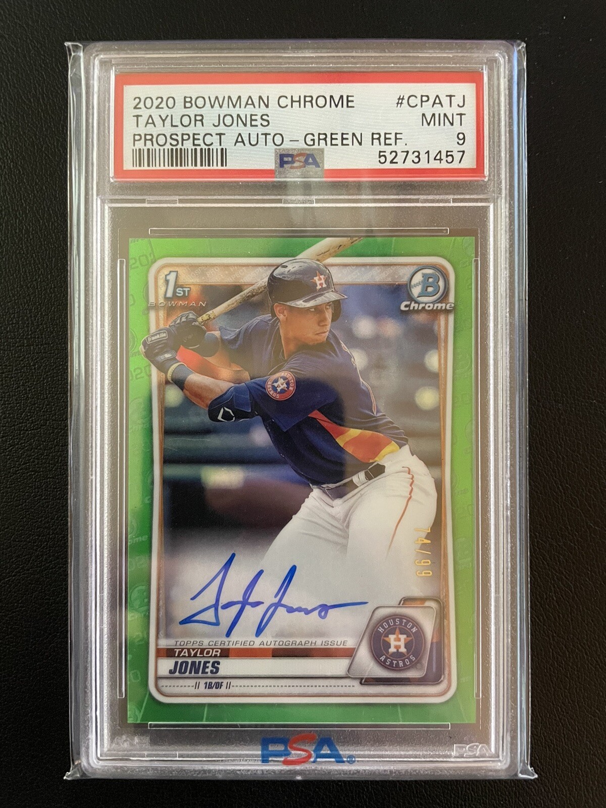 2020 Bowman Chrome Taylor Jones Green Refractor Auto #74/99 PSA 9