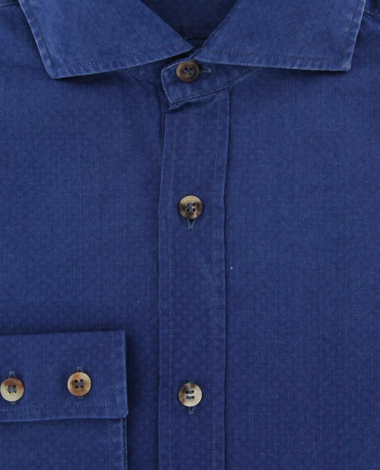 Camisa Brunello Cucinelli Azul Lunares - Completa - S/s - (MG64828C49) Foto 2 de 4