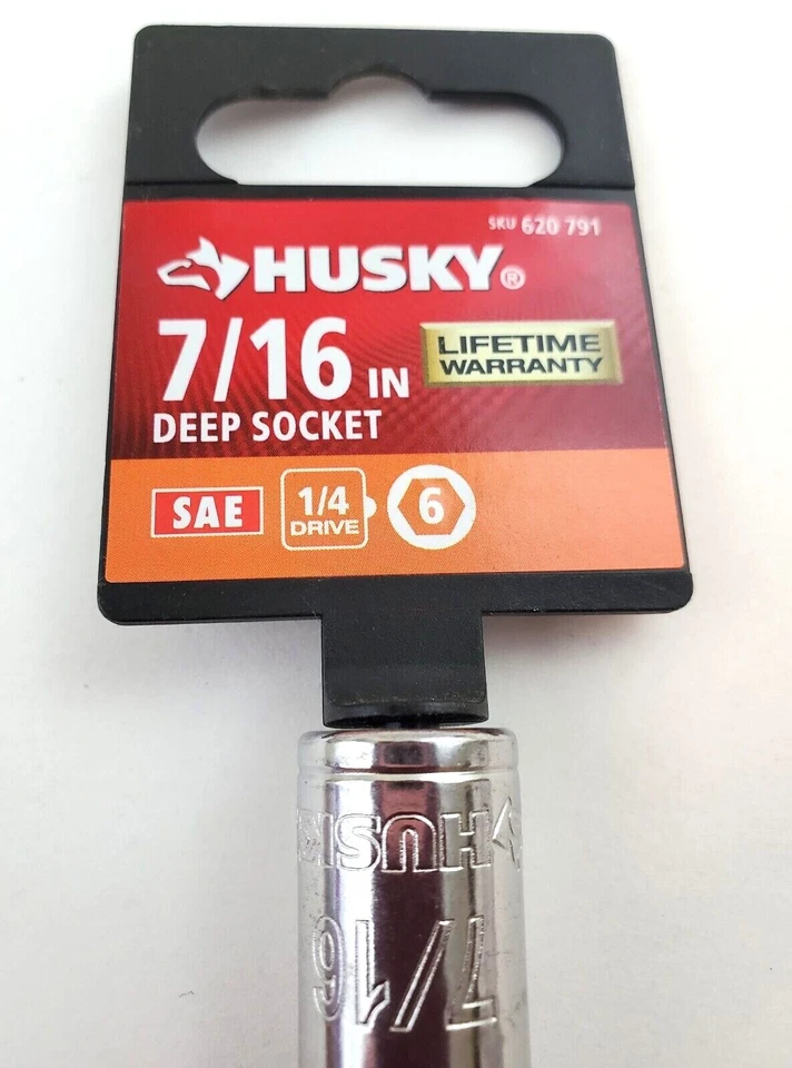 Husky 7/16" SAE Deep Socket 1/4" Drive 6 Point H4D6PDP716 - Image 2 of 4