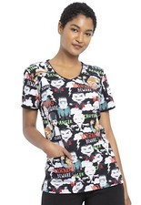 Monsters Cherokee Scrubs Tooniforms Halloween V Neck Top TF686 MSUM