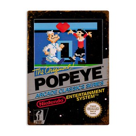 POPEYE NES Metal Wall Sign Vintage Nintendo Gaming Print Retro Arcade Gamer Gift