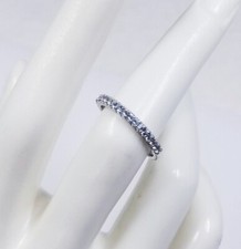1.8mm Aquamarine Half Eternity Ring in Silver Sz 7.5 - 1.7 Grams TW