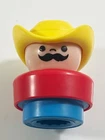 Vintage Fisher Price Little People Cowboy Saloon Yellow Hat Chunky Figure 1990
