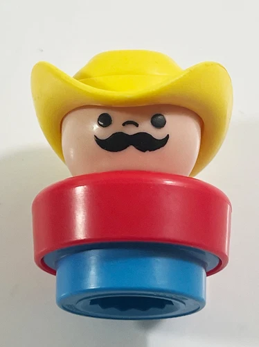 Vintage Fisher Price Little People Cowboy Saloon Yellow Hat Chunky Figure 1990